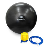 Bola De Pilates 55cm Muvin  Antiestouro  Suporta Até 300kg  Com Bomba  Ginástica  Fitness  Pilates  Yoga  Fisioterapia  Flexibilidade  Fortalecimento  Tonificação  Fácil Limpeza Cor Preto