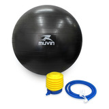 Bola De Pilates 75cm Muvin  Antiestouro  Suporta Até 300kg  Com Bomba  Ginástica  Fitness  Pilates  Yoga  Fisioterapia  Flexibilidade  Fortalecimento  Tonificação  Fácil Limpeza Cor Preto