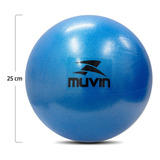 Bola De Pilates Overball Muvin  Tamanho 25cm - Soft Gym  Com Bico Para Inflar  Ginástica  Pilates  Yoga  Fisioterapia  Treino Funcional  Fortalecimento  Tonificação  Cor Azul