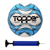 Bola Futebol Campo Topper Slick + Bomba De Ar Cor Azul