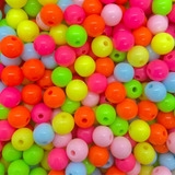 Bola Leitosa Plastica Miçanga Colorida 8mm - 375 Peças Zip