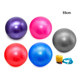 Bola Pilates Yoga Fitness 55 Cm C/ Bomba Ginastica Abdominal Cor Roxo