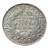 Bolívia- Moeda De Prata 50 Centavos 1903- Escassa