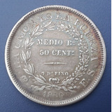 Bolívia: Prata - Bela Moeda De 50 Centavos 1896 - Antiga
