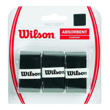Bolo De Tênis Cubre Grip Wilson Pro Soft X3 Overgrip Raqueta, Cor Preta