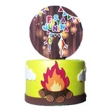 Bolo Fake Festa Junina Arraiá - Base Única 15x10 C/ Topo
