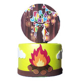 Bolo Fake Festa Junina Arraiá - Base Única C/ 15x10 Topo