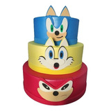 Bolo Fake Sonic Maquete De Isopor Moldado Em Eva Sem Emenda 