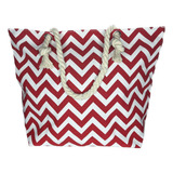 Bolsa De Praia Piscina Design Elegante Estiloso E Funcional Cor Vermelho Listra Zig Zag