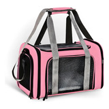 Bolsa De Viagem Para Transporte Pet Tela Respiravel - Rosa