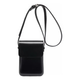 Bolsa Feminina Carteira Transversal Passeio Cor Preto Linda Acambamento Dos Ferragens Plastico Desenho Do Tecido Lisa