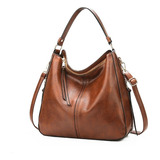Bolsa Feminina Couro Pu Transversal Luxo Viagem Trabalho Cor Marrom