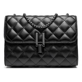 Bolsa Feminina Transversal Corrente Com Alça De Ombro Preto