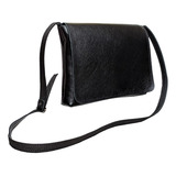 Bolsa Masculina Feminina Transversal Carteiro Couro Legítimo Cor Preto