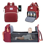 Bolsa Maternidade Mochila Vira Berço Bebê Menino Menina Usb