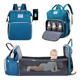 Bolsa Maternidade Vira Berço Bebê Menino Menina Azul Claro