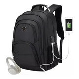 Bolsa Mochila Impermeável Notebook Entrada Usb Cor Preto