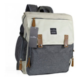 Bolsa Mochila Maternidade Luxury Original Preto Bege Cinza