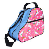 Bolsa Mochila Para Patins Quad,inline Unicórnio Rosa C/ Azul