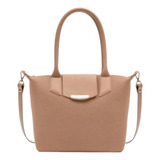 Bolsa Petite Jolie Lovin' Bag Pj11091 Mc Acambamento Dos Ferragens Dourado Cor Mocca Correia De Ombro Mocca Desenho Do Tecido Lisa