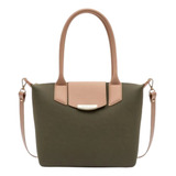 Bolsa Petite Jolie Lovin' Bag Pj11091 Mc Acambamento Dos Ferragens Dourado Cor Oliva Mocca Correia De Ombro Mocca Desenho Do Tecido Lisa