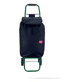 Bolsa Saco Carrinho De Feira Compra Dobravel Resistente Liso Cor Preto/ Carrinho Verde