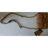Bolsa Shoulder Bag Couro Corrente Dumond - Cor Caramelo/anis