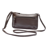 Bolsa Transversal Pequena Feminina Couro Legitimo Madamix Cor Marrom Café