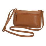 Bolsa Transversal Pequena Feminina Couro Legitimo Madamix Cor Marrom Caramelo