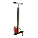 Bomba De Ar Encher Pneu Manual C/ Manômetro Bicicleta Moto Cor Metal