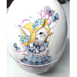 Bomboniere Pote De Porcelana Ovo Pascoa 19x12 Coelha Ler
