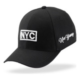Boné Aba Curva Com Ajuste Em Fitão Nyc Preto Envio Full