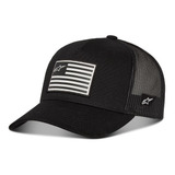 Boné Alpinestars Flag Snapback Bandeira Preto Regulagem