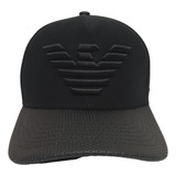 Boné Armani Luxo Premium Aba Curva Preto Ajustável Grife