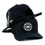 Boné Fitão Aba Curvada Strapback - Preto / Branco