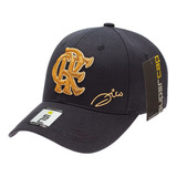 Boné Flamengo Zico Crf Dourado Aba Curva Oficial