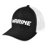Boné Marine Sports Americano Pescador - Preto E Branco