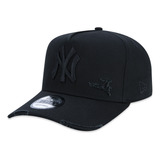 Boné New Era Aba Curva 940 Ny Yankees Rasgadinho Todo Preto