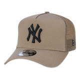 Boné New Era Aba Curva 940 Ny Yankees Trucker Marrom Claro