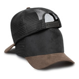 Boné Trucker Liso Telinha Aba Curva Camurça - Barato
