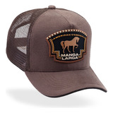 Boné Trucker Telinha Country Masculino Aba Couro Mangalarga