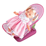 Boneca Angelina Com 62 Frases Loira + Berço De Dormir