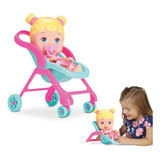 Boneca Baby Bebê Chupeta Little Dolls Alive C/ Carrinho 2x1 