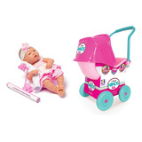 Boneca Baby Ninos + Carrinho De Boneca Baby Ninos - Cotiplas