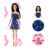 Boneca Barbie Fashion Morena E Vestido Heart Look Rosa