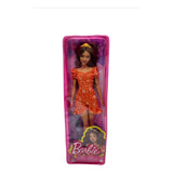 Boneca Barbie Fashionistas 182- Morena Com Vestido Laranja