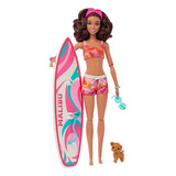 Boneca Barbie Morena O Filme Prancha De Surf Com Pet Mattel