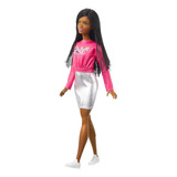 Boneca Barbie Negra 30cm Brooklyn Saia Metálica Hgt14 Mattel