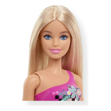 Boneca Barbie Praia Loira Maiô Rosa Moda Piscina Fashion