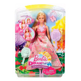 Boneca Barbie Princesa Cabelos Coloridos Vestido Floral